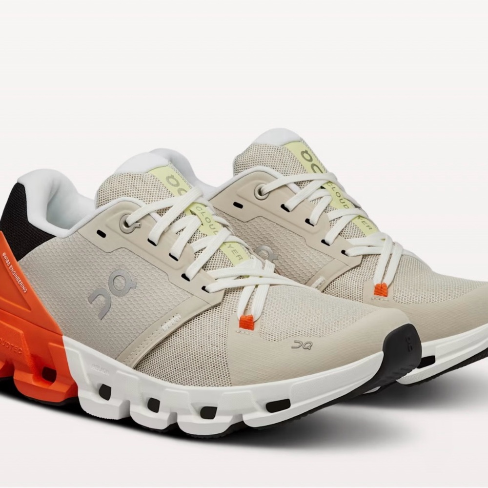 On Running Cloudnova Athletic Shoes in Beige, Red & White - Picture 2 of 7